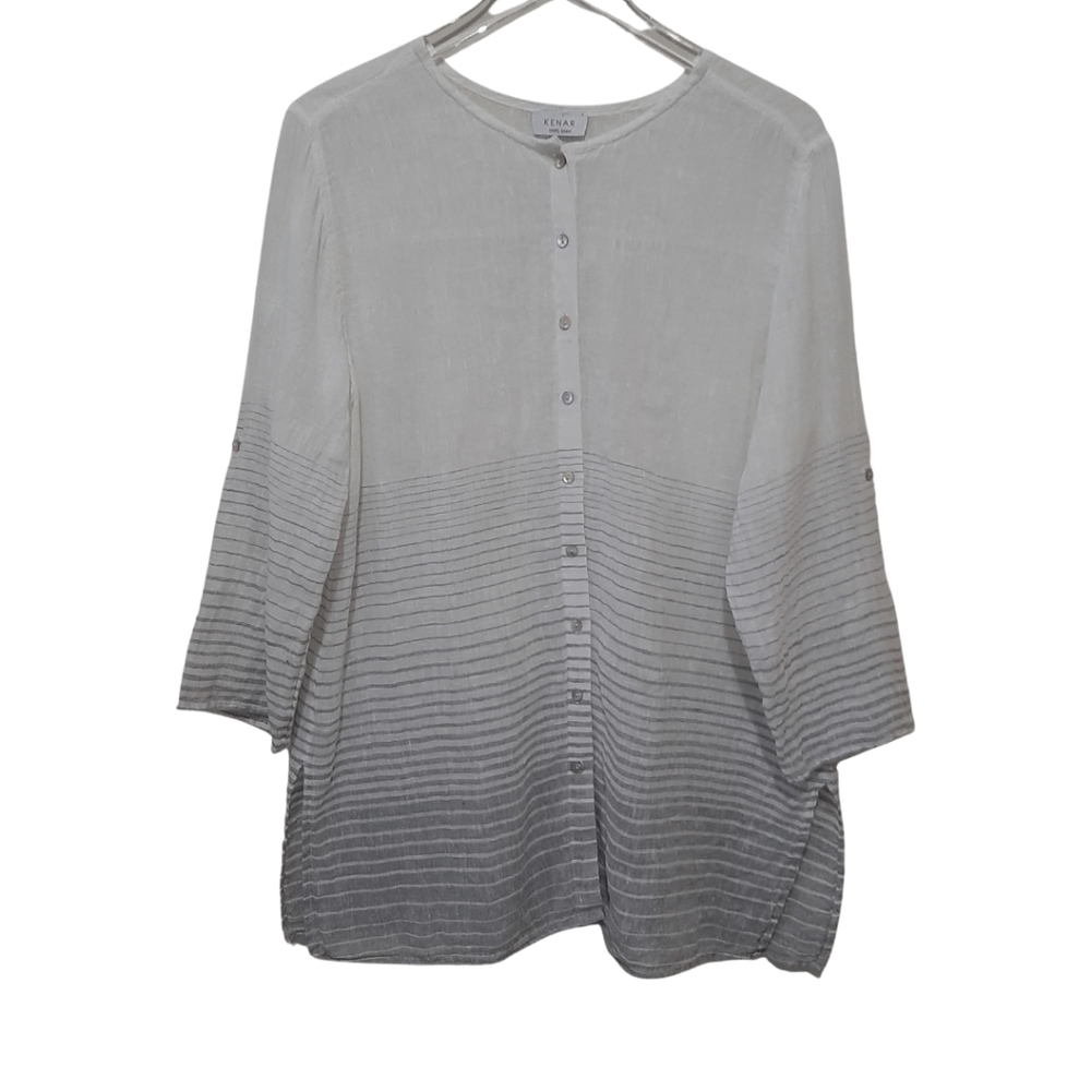 Kenar Linen Button Front Top Size Medium